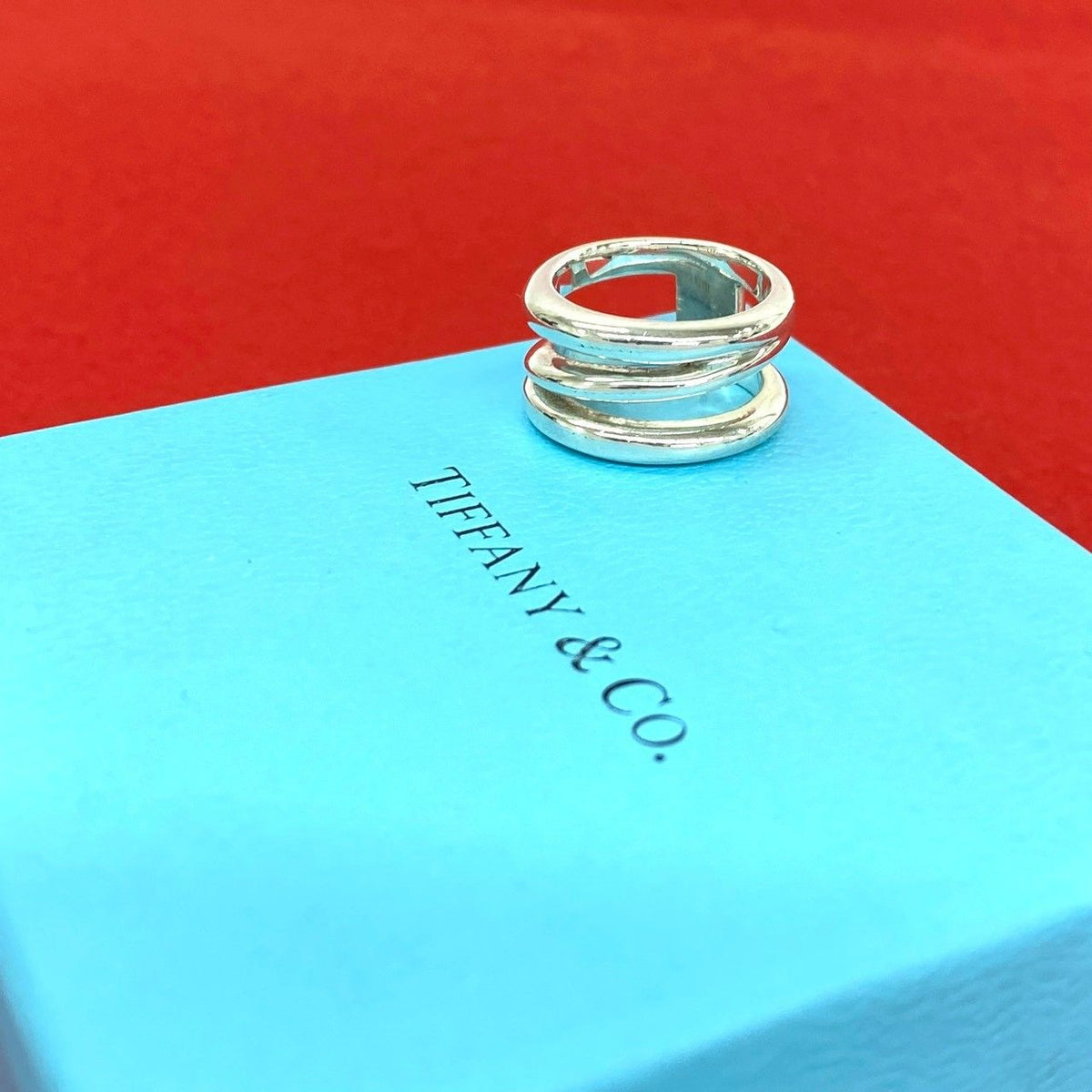 Tiffany & Co Vintage Diagonal Ring 925 Sterling Silver