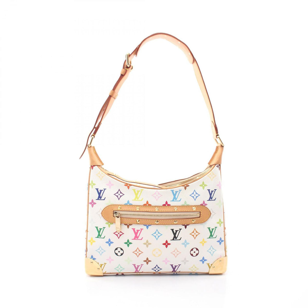Louis Vuitton Shoulder Bag Monogram Multicolor Blanc Canvas Leather Boulogne