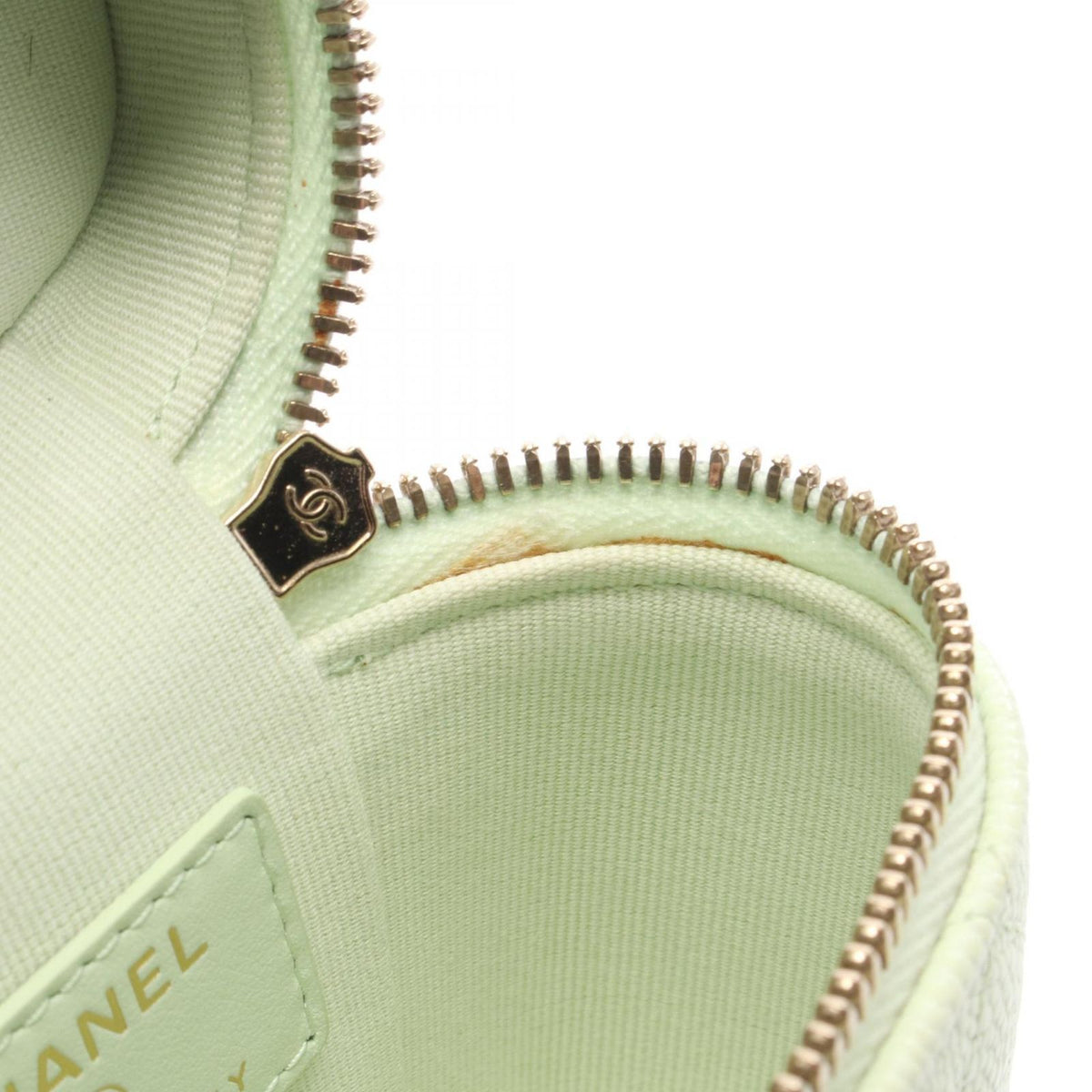 Chanel Shoulder Bag Quilted Yellow Green Caviar Leather Mini Vanity 2-Way Chain — view 6