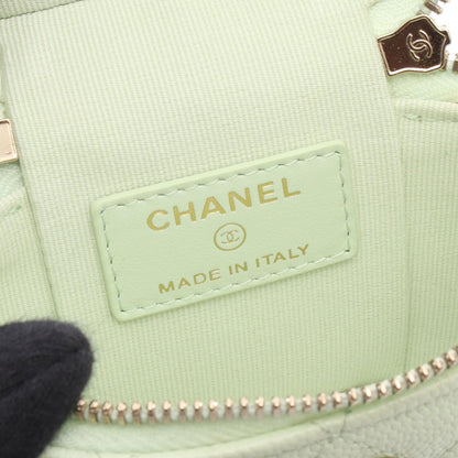 Chanel Shoulder Bag Quilted Yellow Green Caviar Leather Mini Vanity 2-Way Chain — view 4