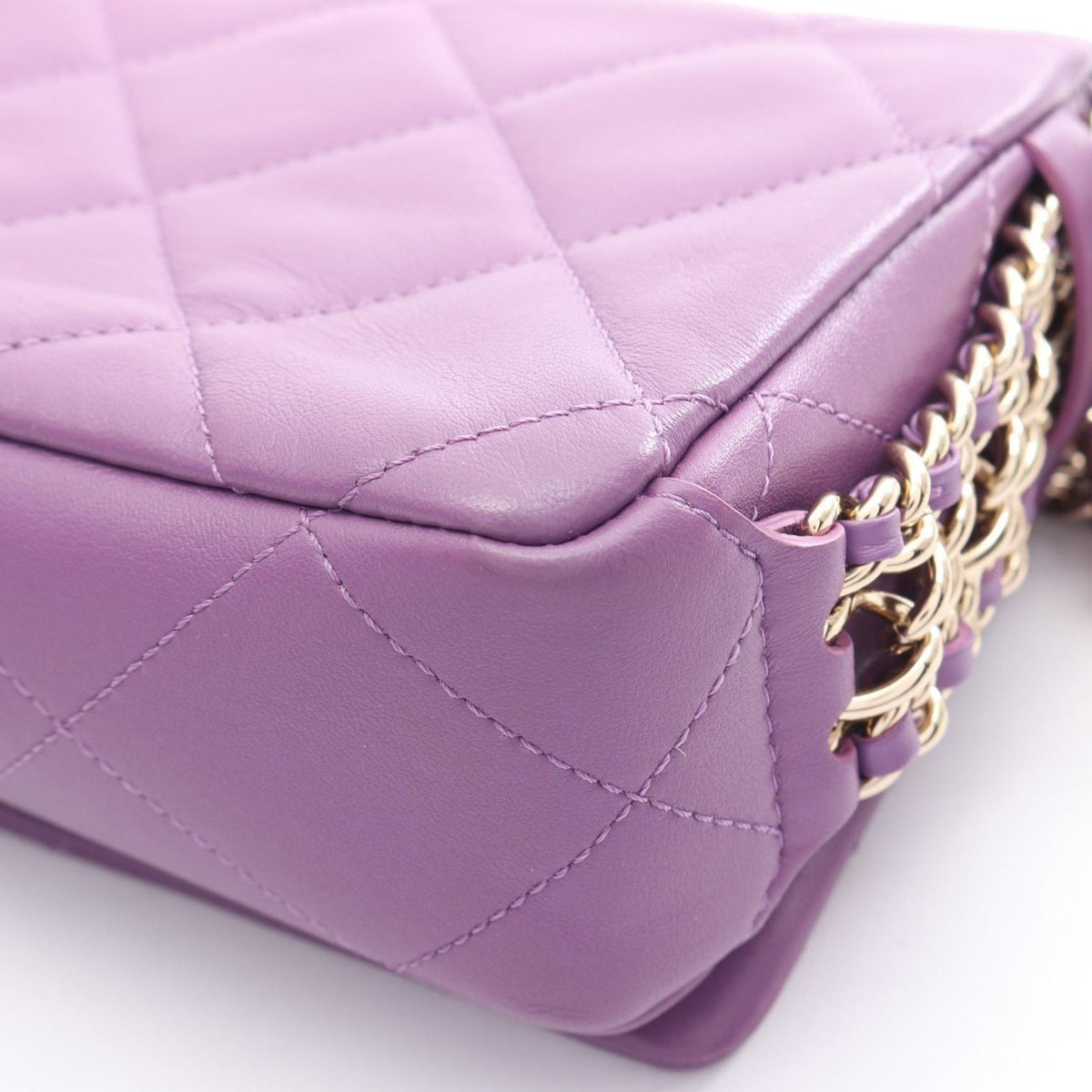 Chanel Shoulder Bag Quilted Small Flap Purple Lambskin Chain — view 6