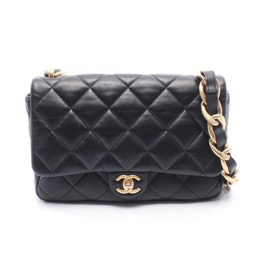 Chanel Shoulder Bag Quilted Black Lambskin Chain
