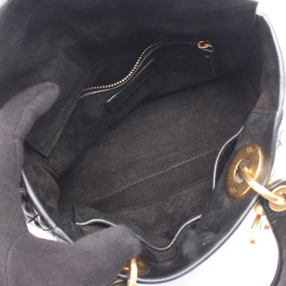 Dior Handbag Lady Dior Small Cannage 2-Way Black Leather Tote Bag — view 3