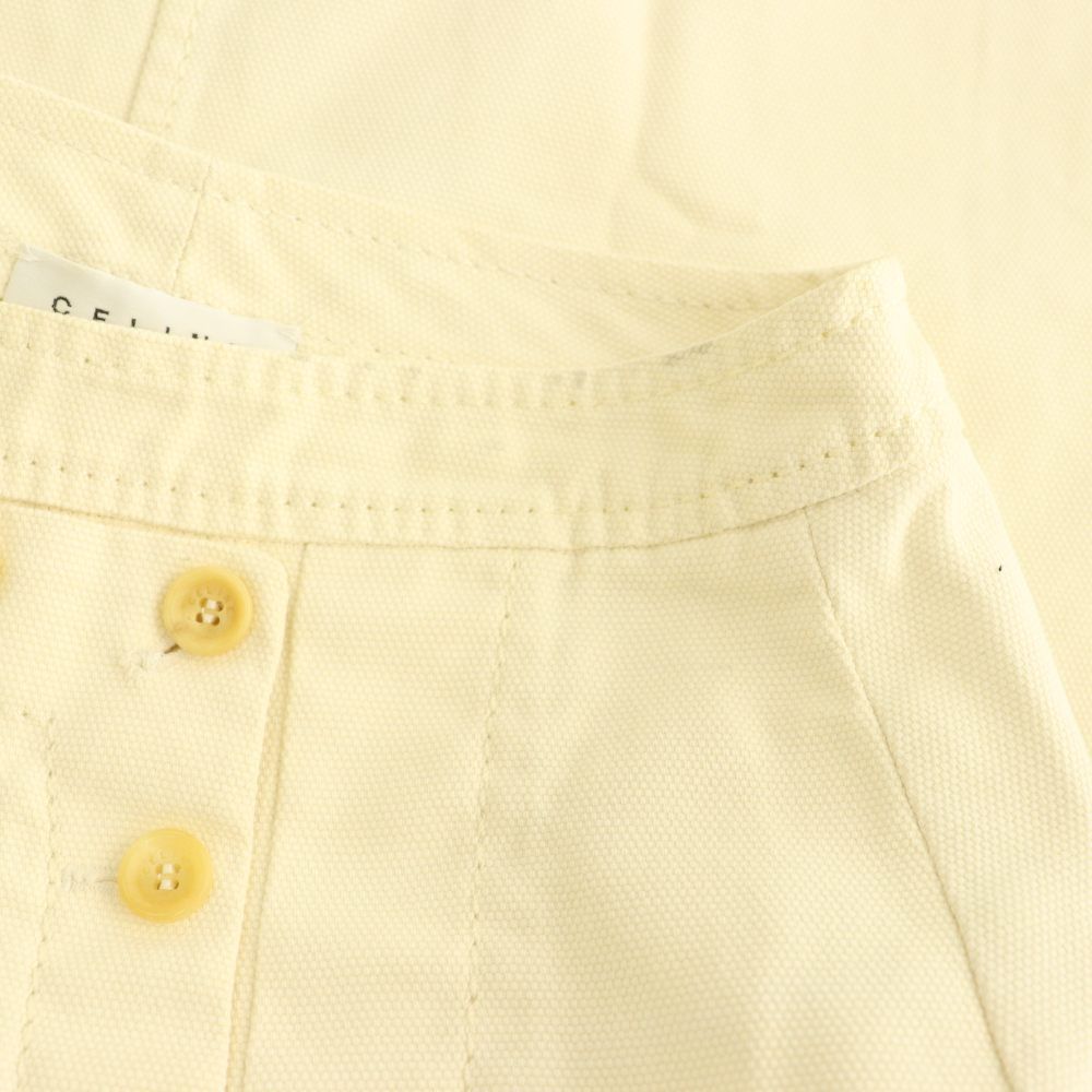 Celine Tight Skirt Long Logo Button Cotton 38 Ivory — view 7