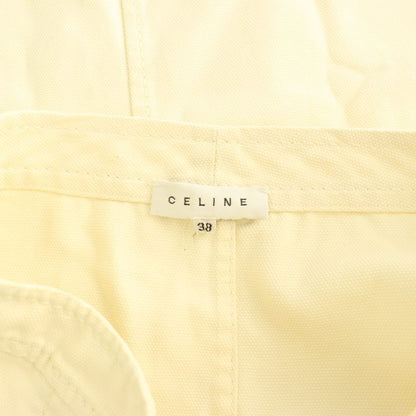 Celine Tight Skirt Long Logo Button Cotton 38 Ivory — view 5
