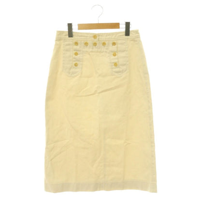 Celine Tight Skirt Long Logo Button Cotton 38 Ivory