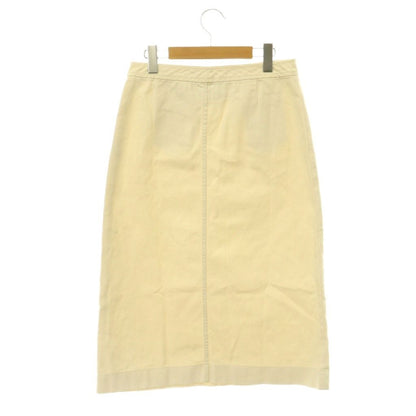 Celine Tight Skirt Long Logo Button Cotton 38 Ivory — view 2