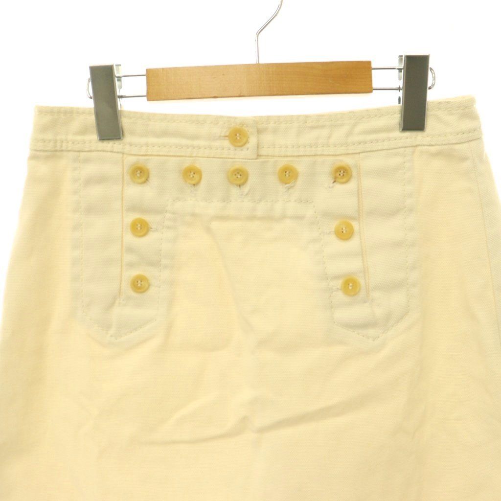 Celine Tight Skirt Long Logo Button Cotton 38 Ivory — view 3