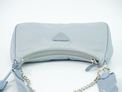 Prada Re Edition 2-Way Shoulder Bag Pochette Nylon Light Blue — view 5