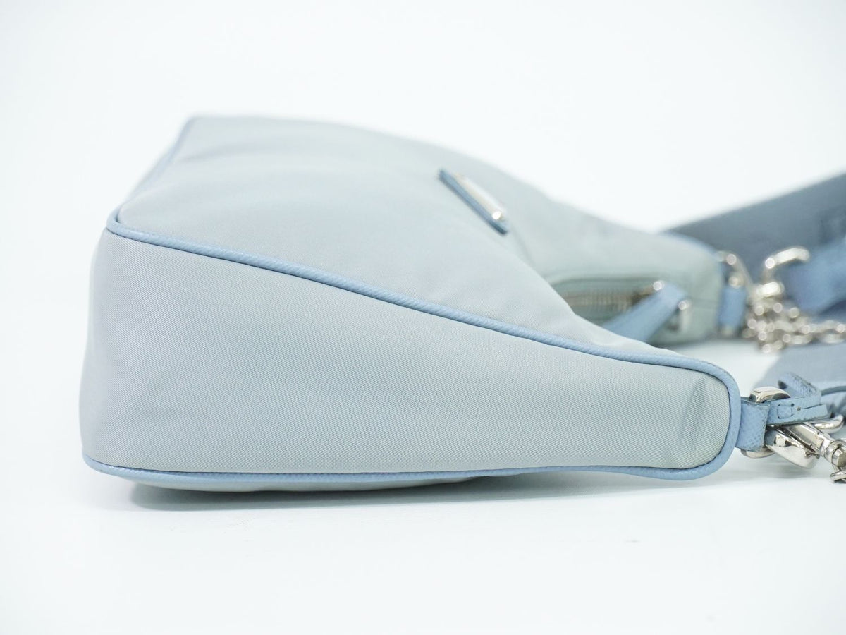 Prada Re Edition 2-Way Shoulder Bag Pochette Nylon Light Blue — view 4