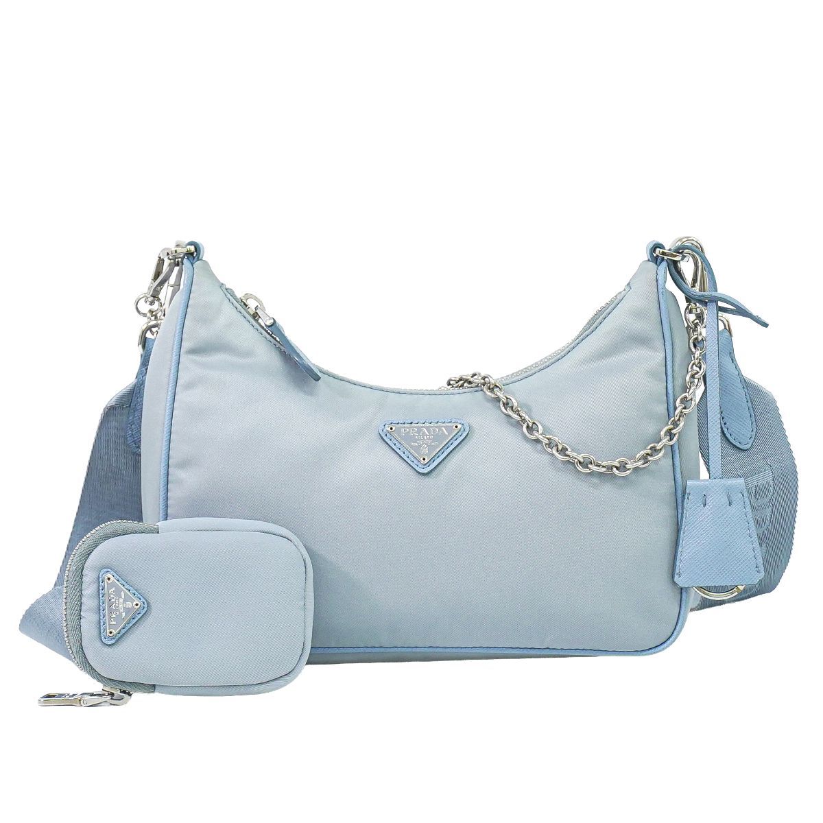 Prada Re Edition 2-Way Shoulder Bag Pochette Nylon Light Blue