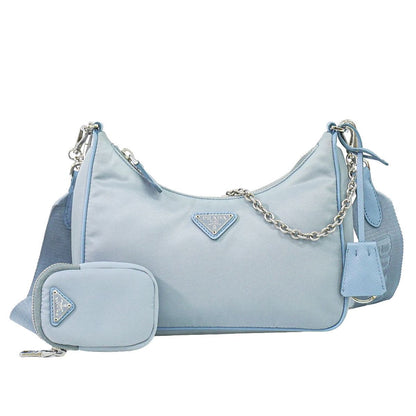 Prada Re Edition 2-Way Shoulder Bag Pochette Nylon Light Blue