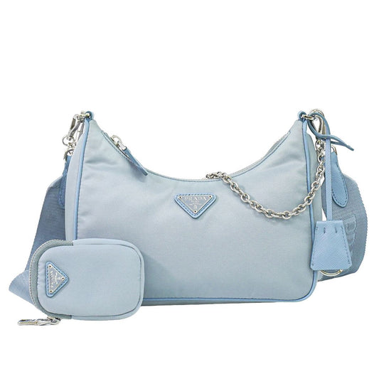 Prada Re Edition 2-Way Shoulder Bag Pochette Nylon Light Blue