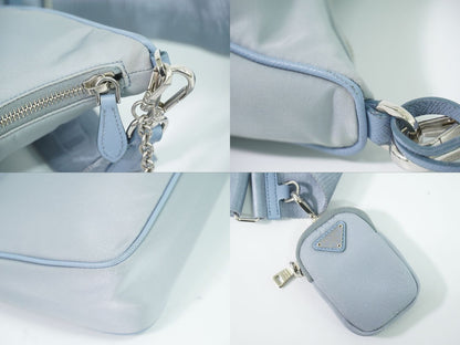 Prada Re Edition 2-Way Shoulder Bag Pochette Nylon Light Blue — view 7