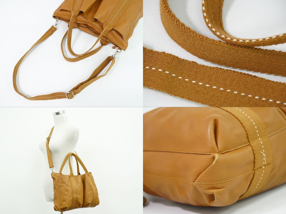 Hermes Caravan Horizontal MM 2-Way Shoulder Bag Tote Leather Brown — view 6