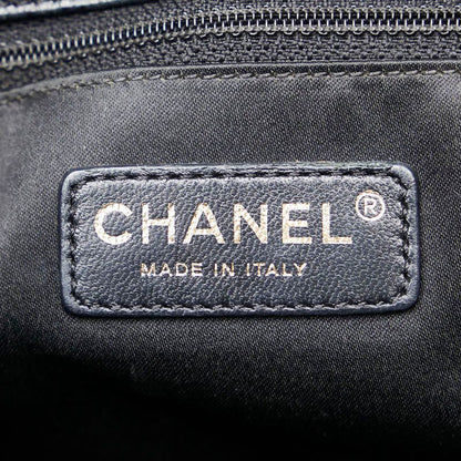 Chanel Quilted CC Logo Tote Shoulder Bag Black Caviar Leather — view 6