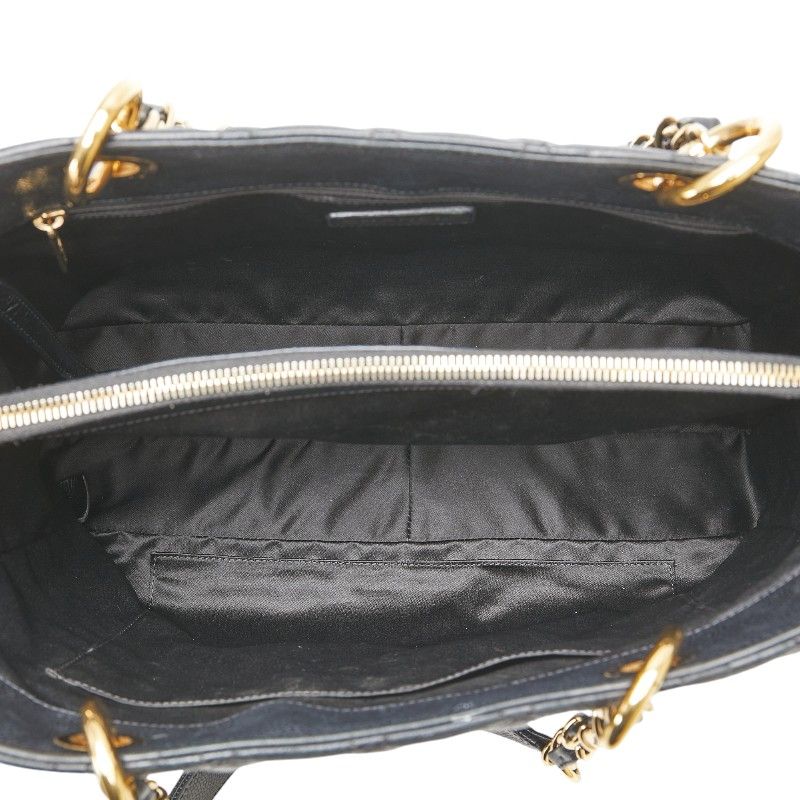 Chanel Quilted CC Logo Tote Shoulder Bag Black Caviar Leather — view 5