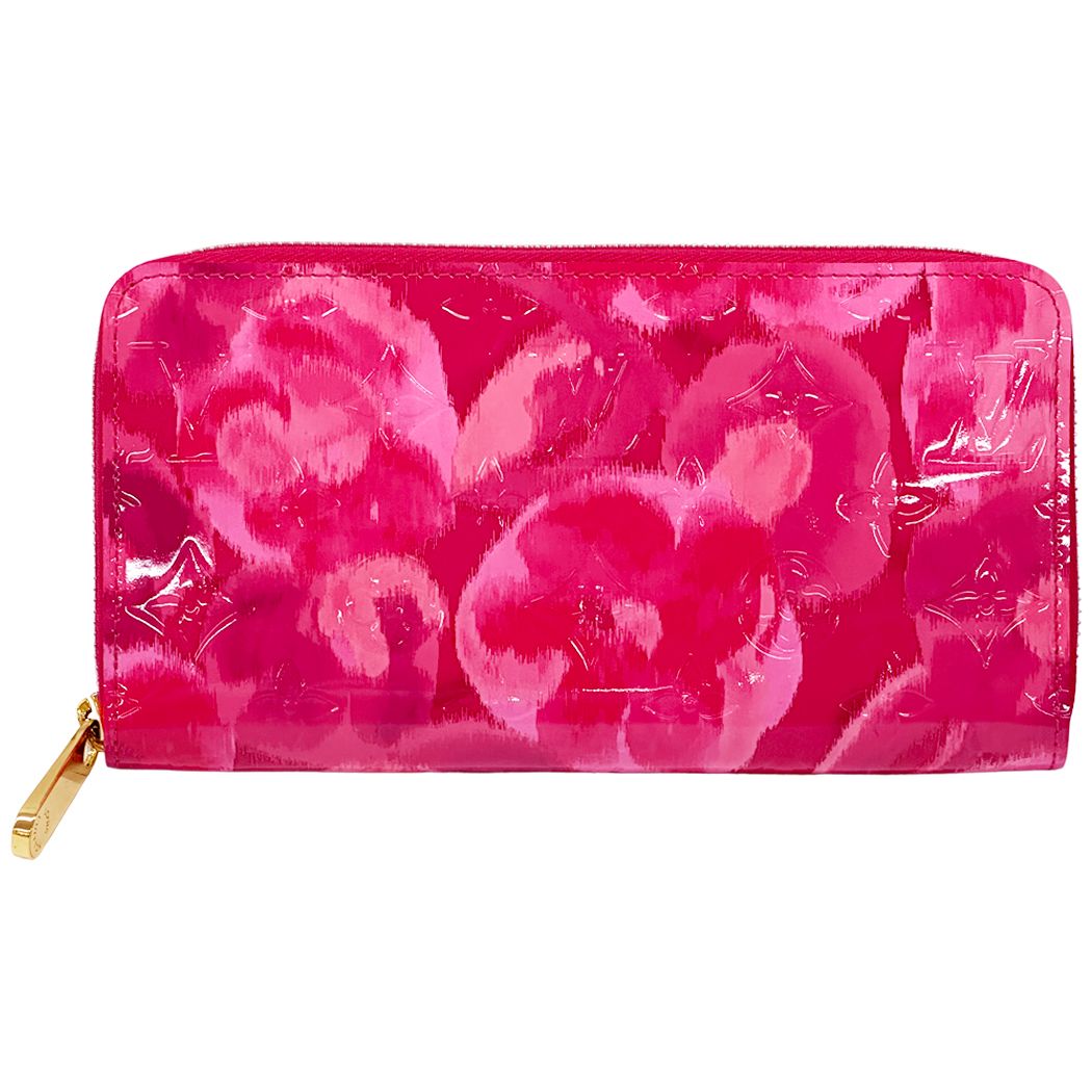 Louis Vuitton Wallet Monogram Ikat Flower Vernis Zippy Rose Indien Pink