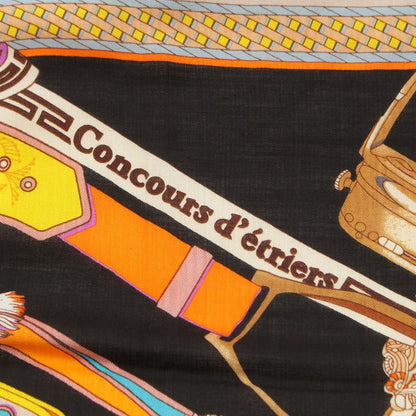 Hermes Carre Geant Cashmere Silk Concours D'etriers Shawl Black Scarf — view 7