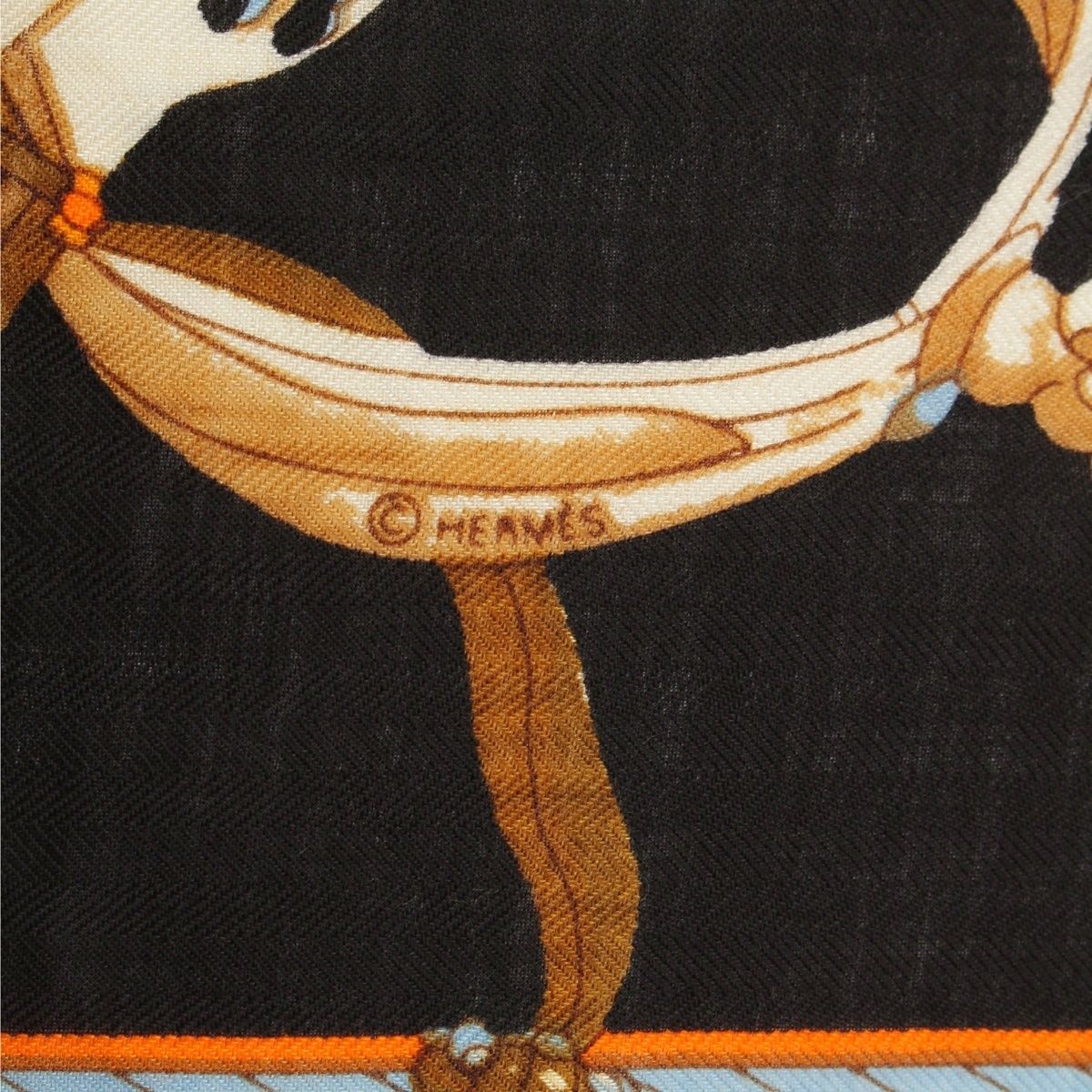 Hermes Carre Geant Cashmere Silk Concours D'etriers Shawl Black Scarf — view 8