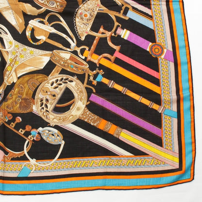 Hermes Carre Geant Cashmere Silk Concours D'etriers Shawl Black Scarf — view 5