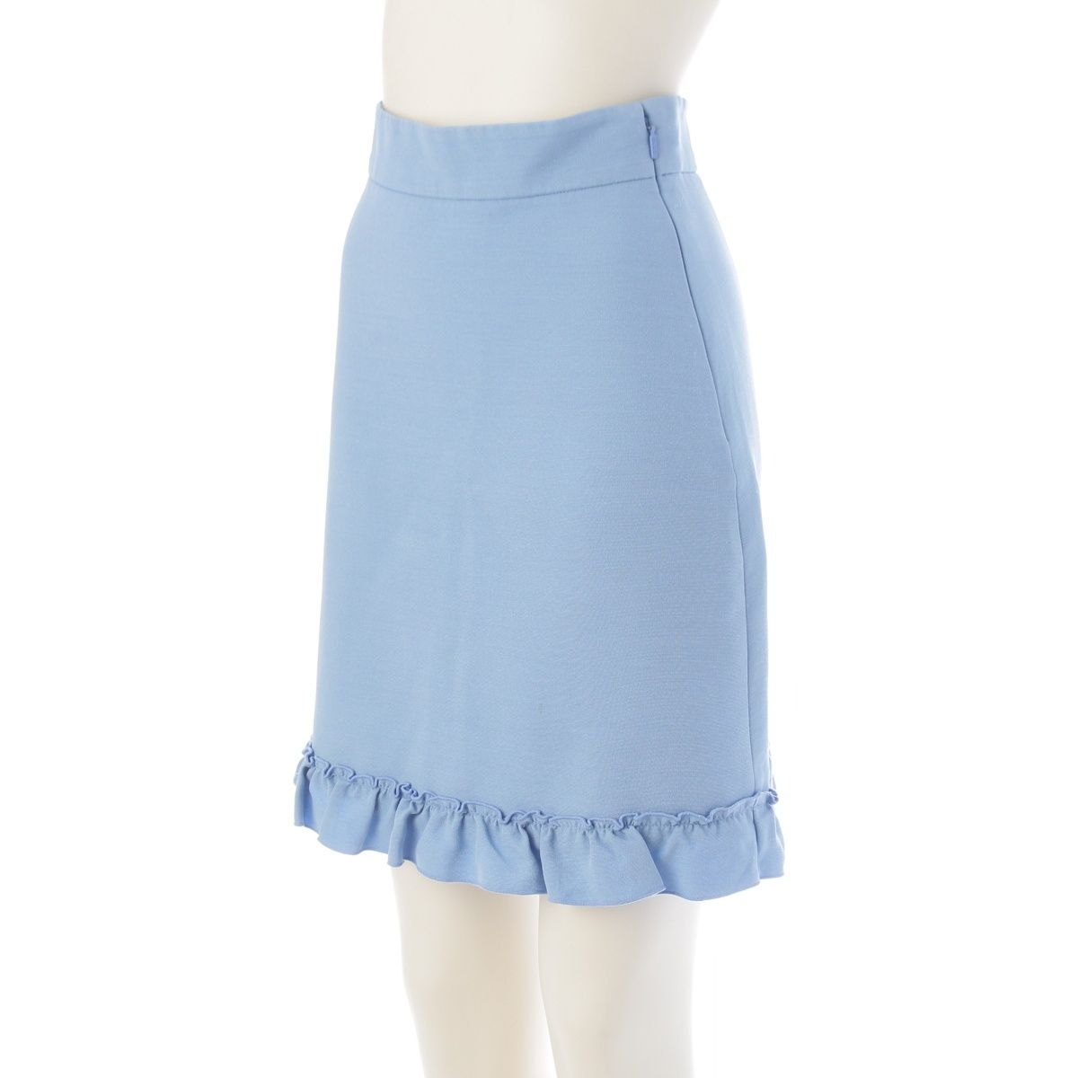 Gucci Interlocking G Silk Ruffle Jacket Skirt Set Knee Length Logo Button Blue — view 5