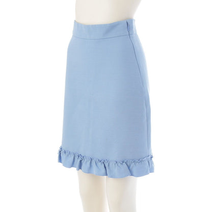 Gucci Interlocking G Silk Ruffle Jacket Skirt Set Knee Length Logo Button Blue — view 5