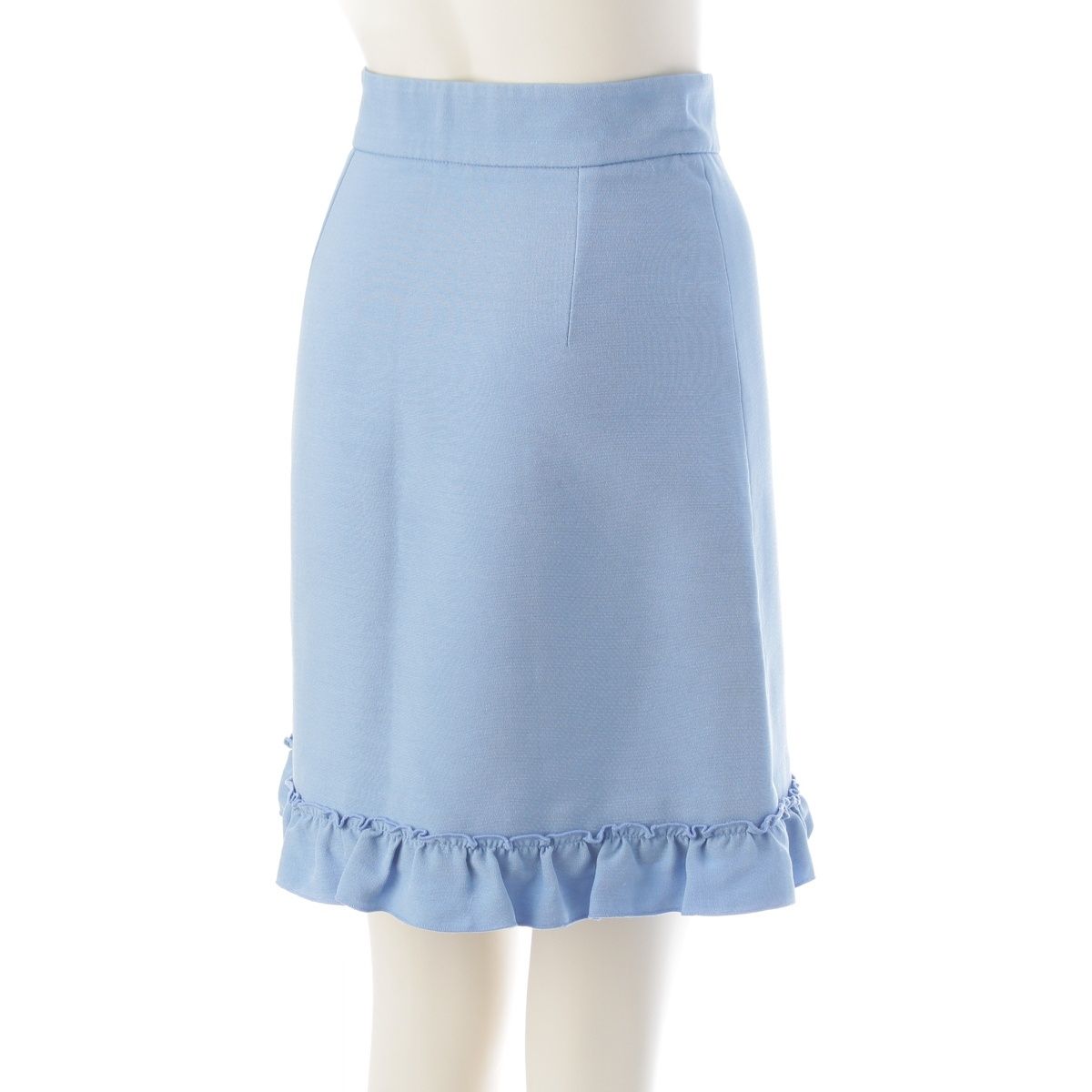 Gucci Interlocking G Silk Ruffle Jacket Skirt Set Knee Length Logo Button Blue — view 6