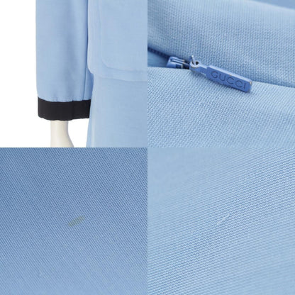 Gucci Interlocking G Silk Ruffle Jacket Skirt Set Knee Length Logo Button Blue — view 8