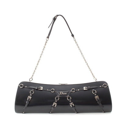 Dior Galiano Era Leather Bondage Chain Shoulder Bag Black
