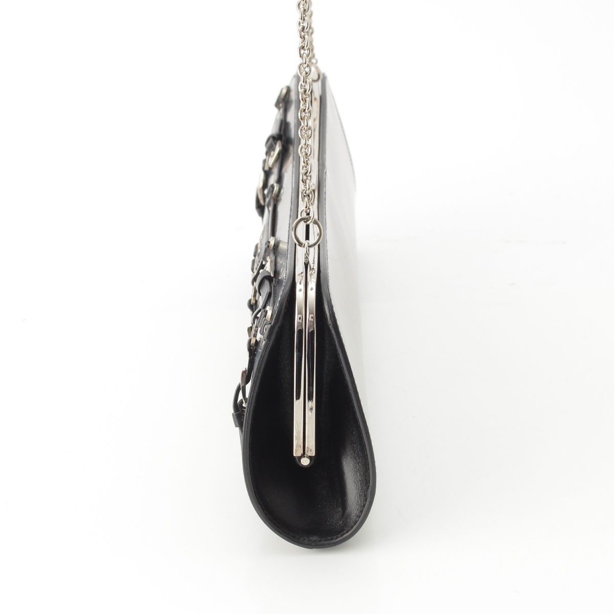 Dior Galiano Era Leather Bondage Chain Shoulder Bag Black — view 3