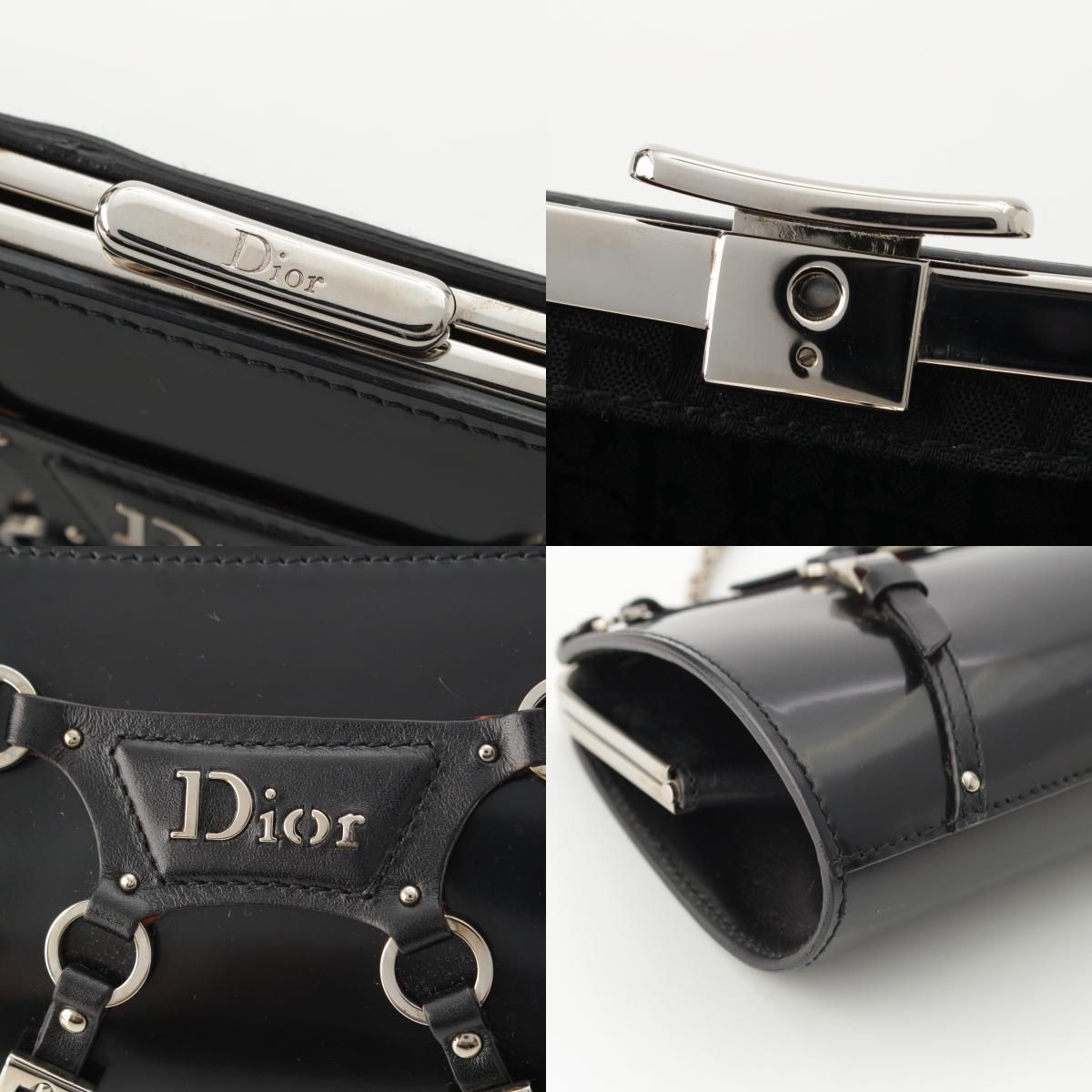Dior Galiano Era Leather Bondage Chain Shoulder Bag Black — view 8