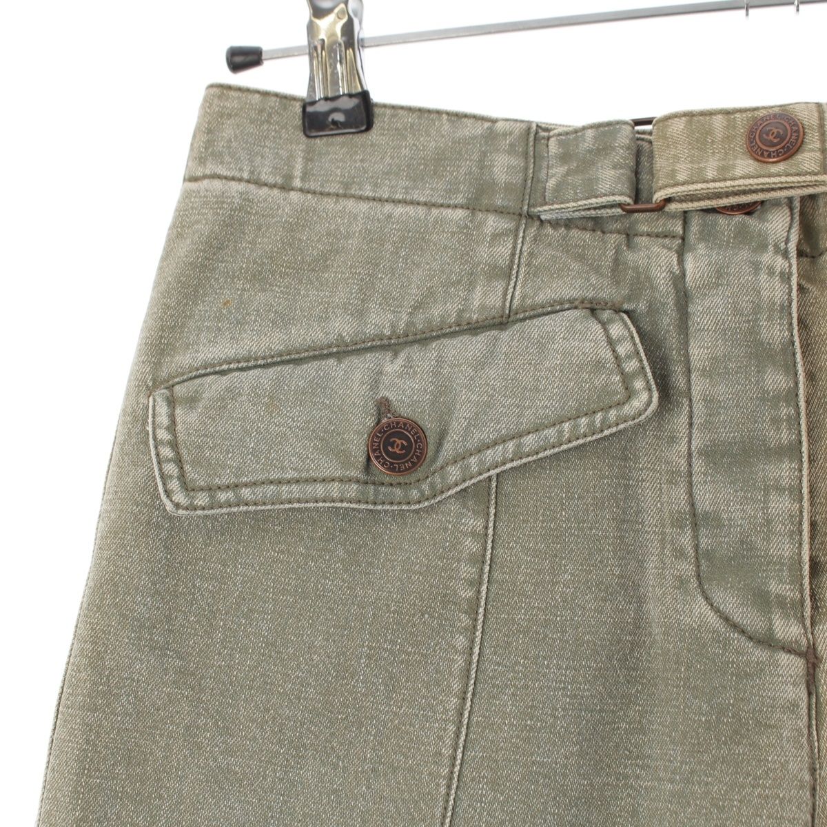 Chanel 02P Denim Cropped Cargo Pants Khaki 36 — view 6