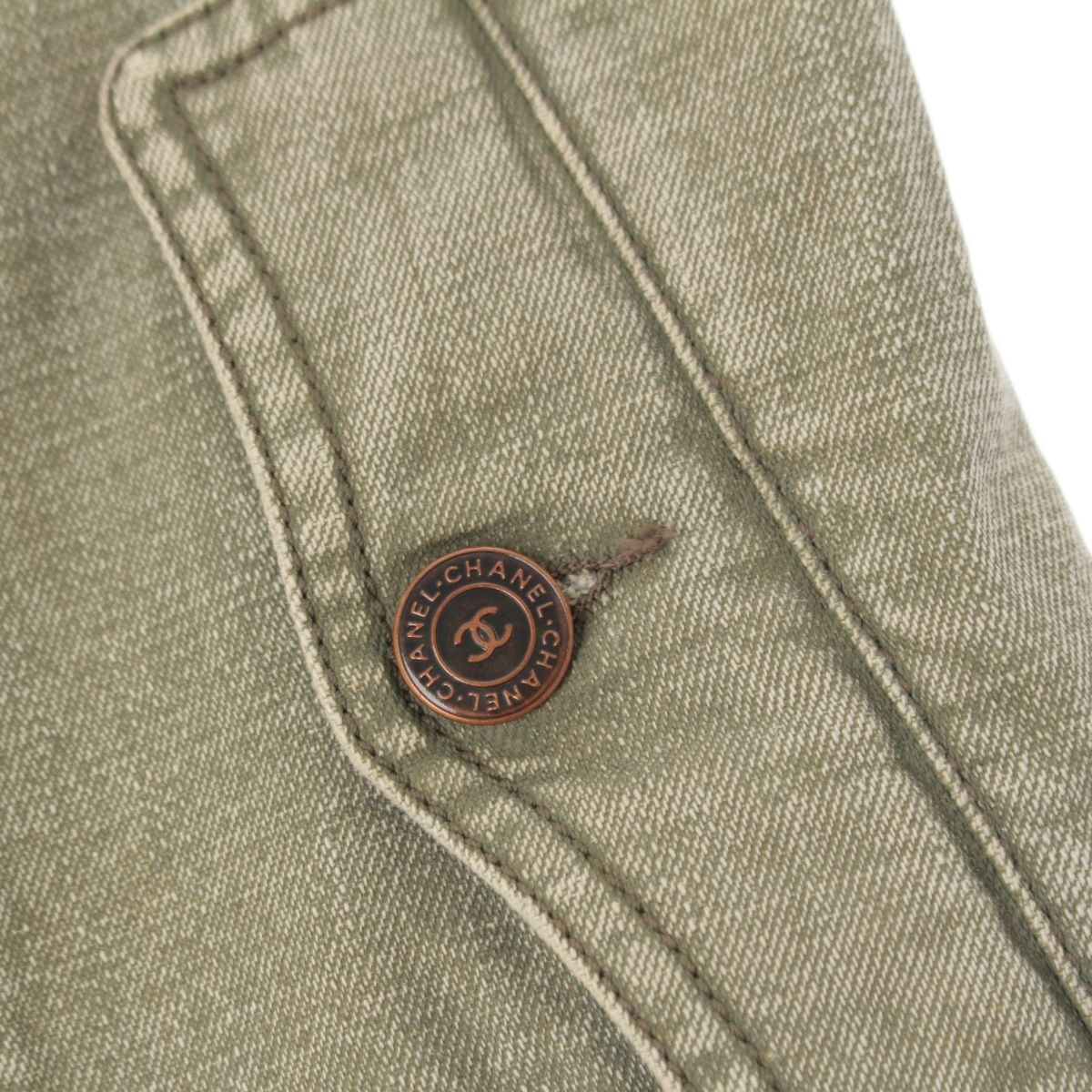 Chanel 02P Denim Cropped Cargo Pants Khaki 36 — view 8