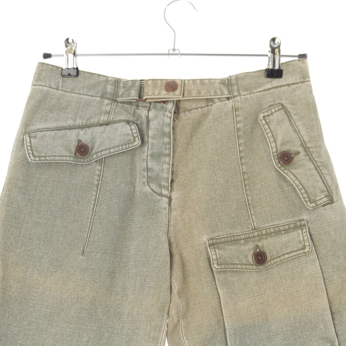 Chanel 02P Denim Cropped Cargo Pants Khaki 36 — view 3