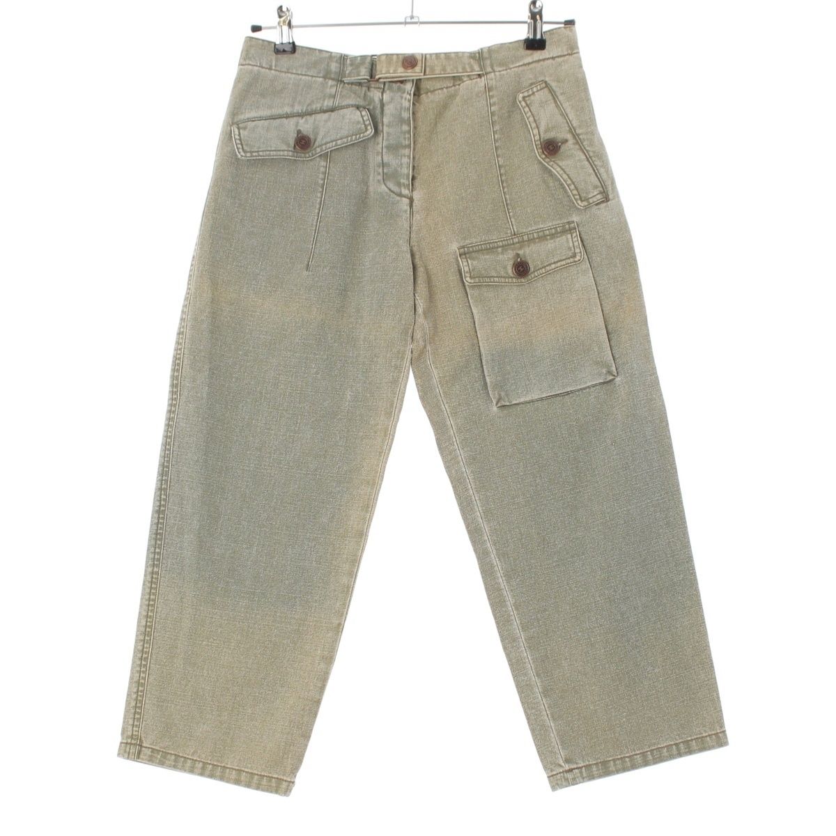 Chanel 02P Denim Cropped Cargo Pants Khaki 36