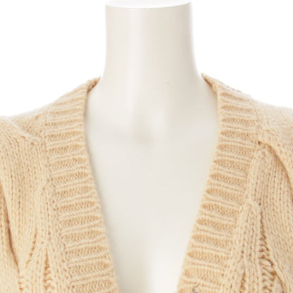 Celine Cashmere Wool Cable Knit Long Cardigan Top Beige — view 5