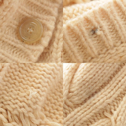 Celine Cashmere Wool Cable Knit Long Cardigan Top Beige — view 8