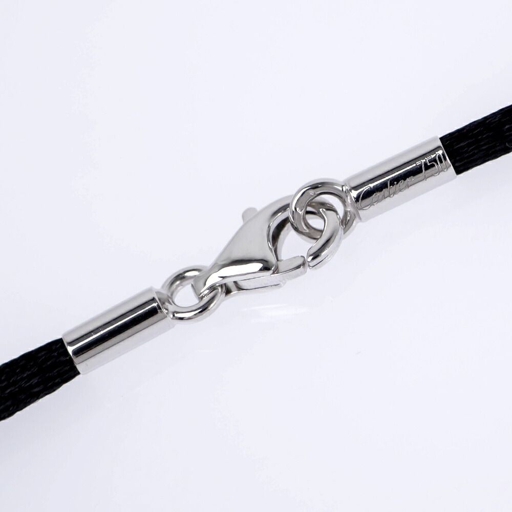 Cartier Necklace Choker Cotton Cord 38 18K White Gold Top Charm — view 2