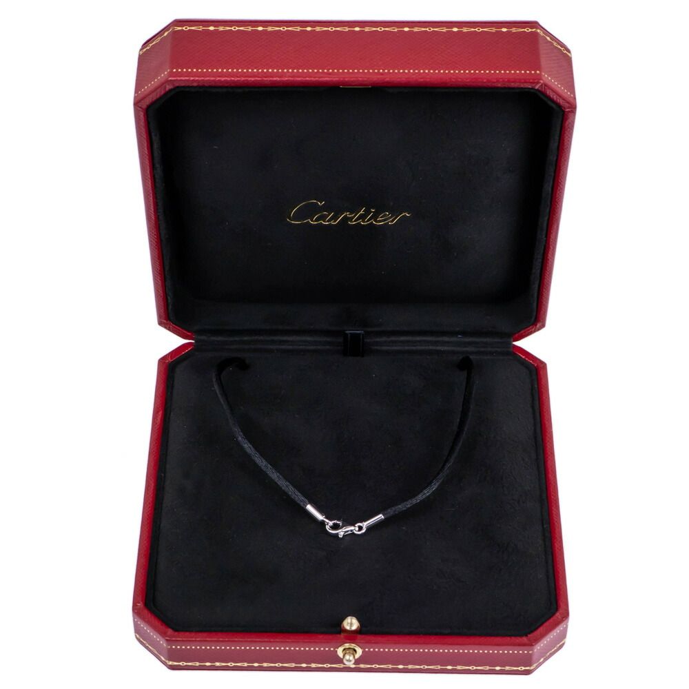Cartier Necklace Choker Cotton Cord 38 18K White Gold Top Charm — view 8