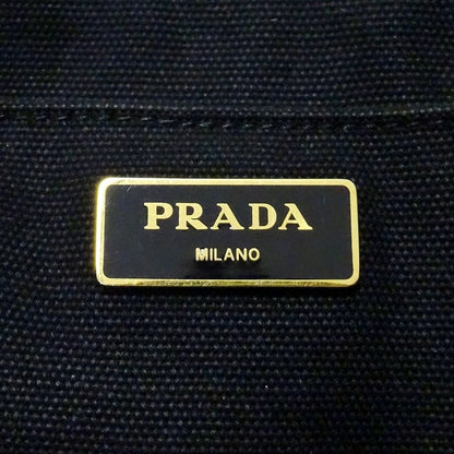 Prada Tote Shoulder Bag 2-Way Canapa M Canvas Black — view 6