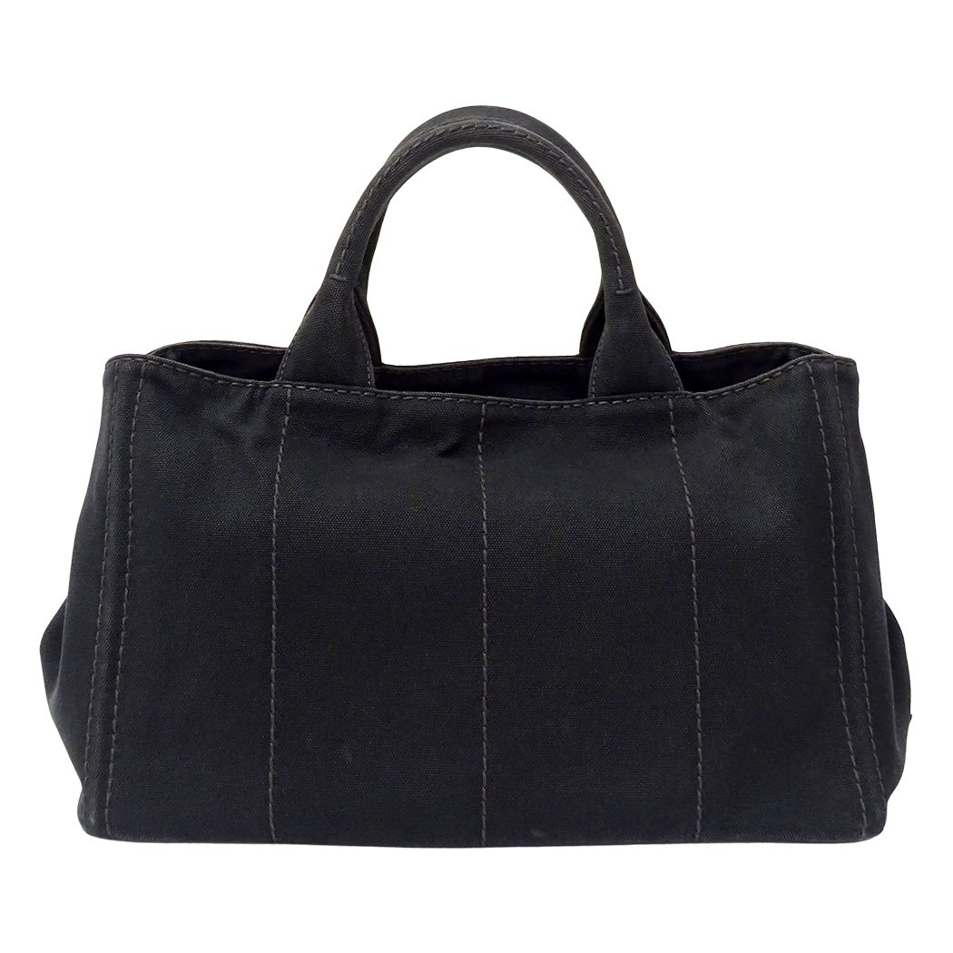 Prada Tote Shoulder Bag 2-Way Canapa M Canvas Black — view 2