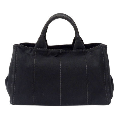 Prada Tote Shoulder Bag 2-Way Canapa M Canvas Black — view 2
