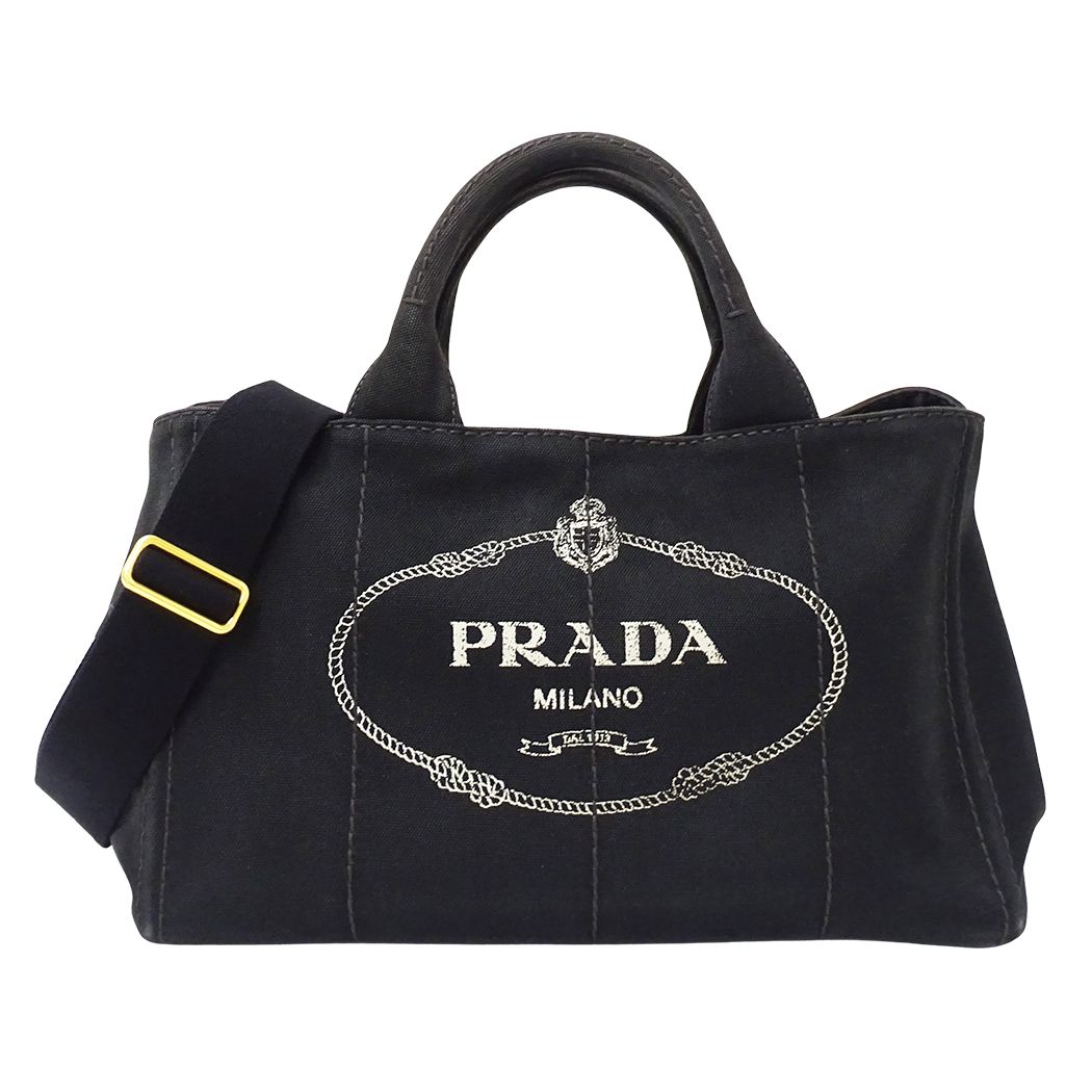 Prada Tote Shoulder Bag 2-Way Canapa M Canvas Black