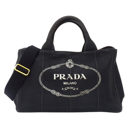 Prada Tote Shoulder Bag 2-Way Canapa M Canvas Black