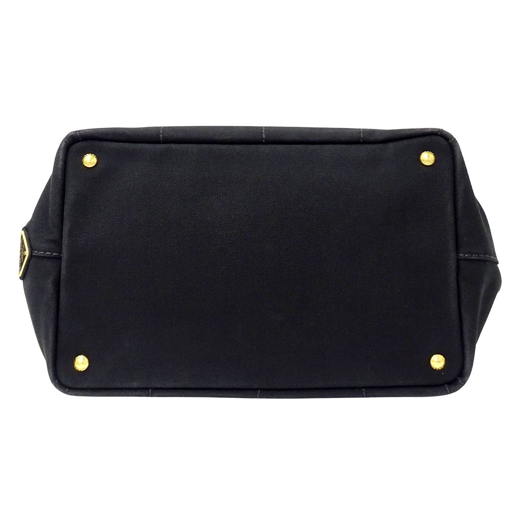 Prada Tote Shoulder Bag 2-Way Canapa M Canvas Black — view 3