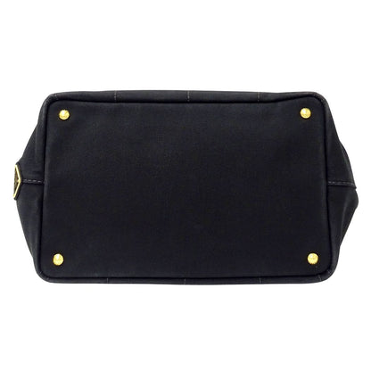 Prada Tote Shoulder Bag 2-Way Canapa M Canvas Black — view 3