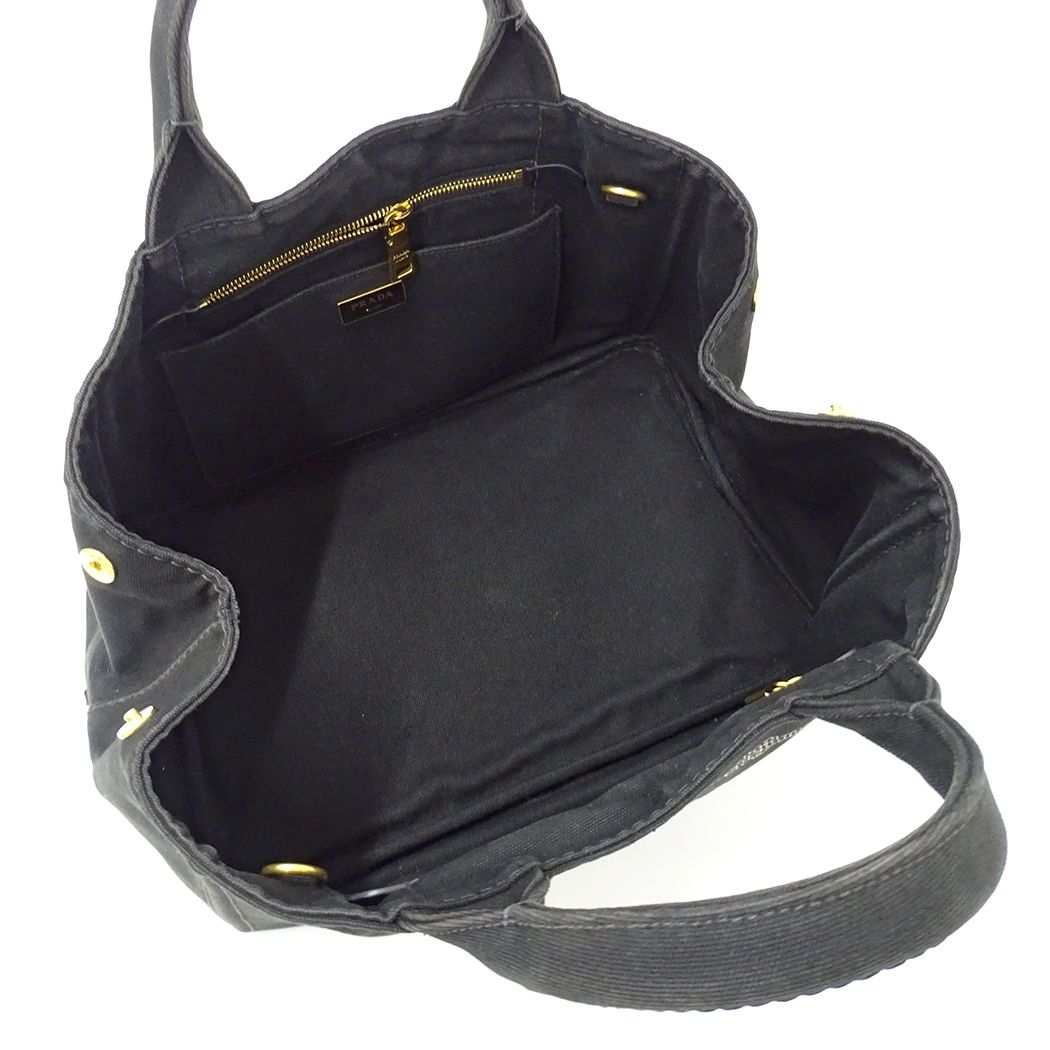 Prada Tote Shoulder Bag 2-Way Canapa M Canvas Black — view 5