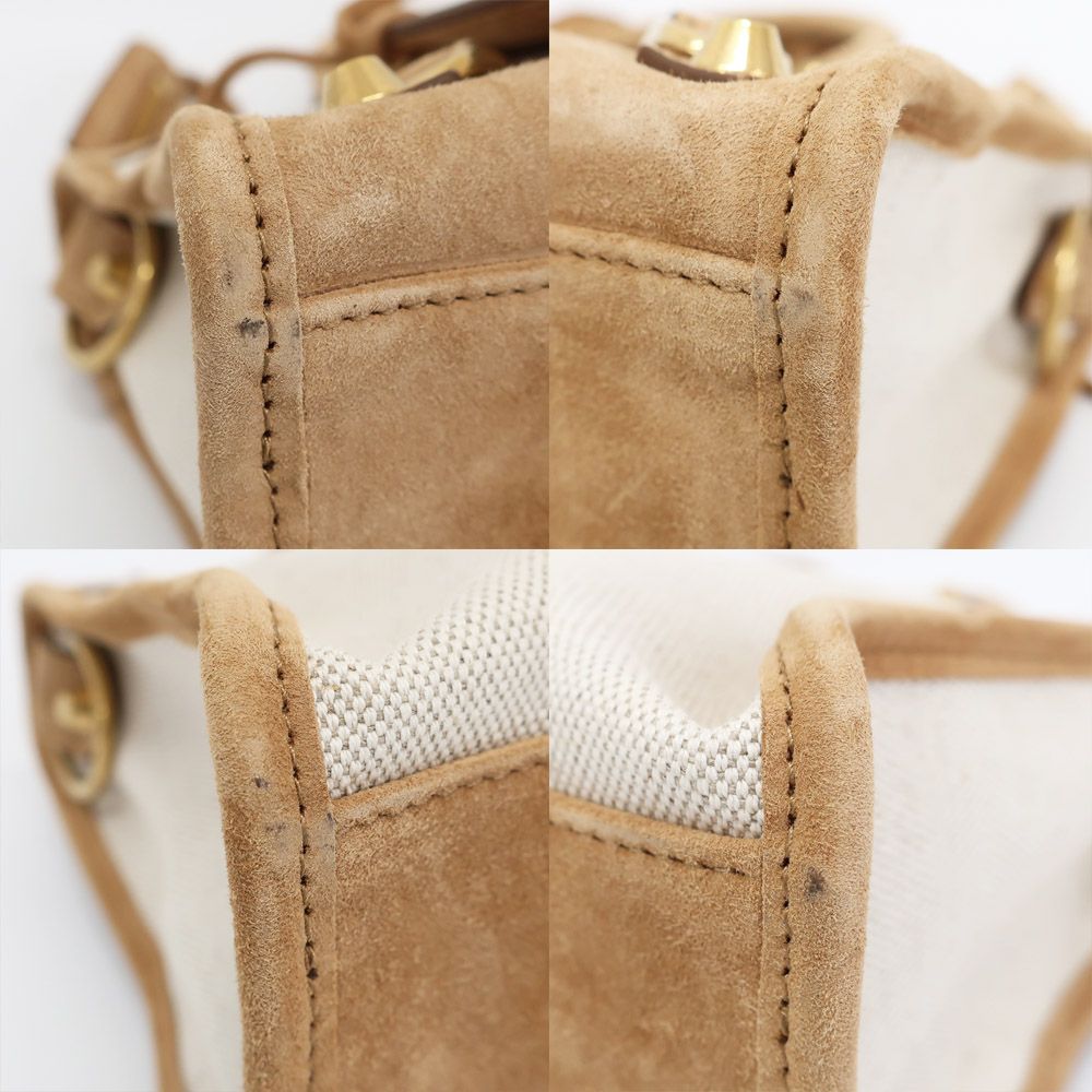 Balenciaga Heaven Le City Small 2-Way Shoulder Bag Beige Gold Canvas Suede — view 4