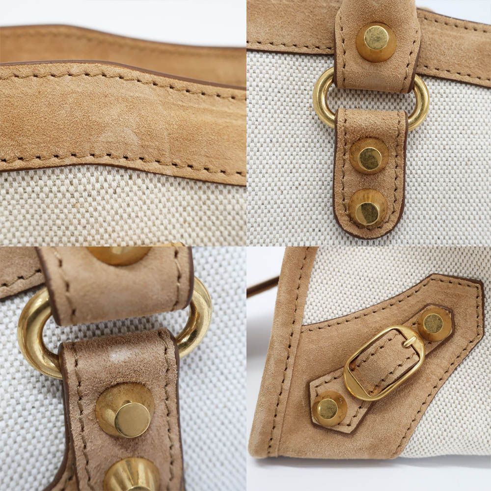 Balenciaga Heaven Le City Small 2-Way Shoulder Bag Beige Gold Canvas Suede — view 8